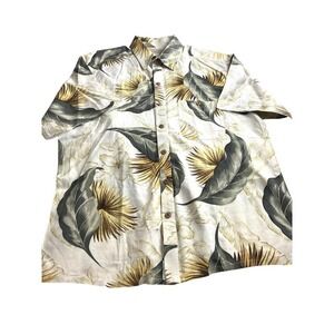 Island Republic Hawaiian Shirt XL 100% Silk Floral Print Short Sleeve Button-Dow